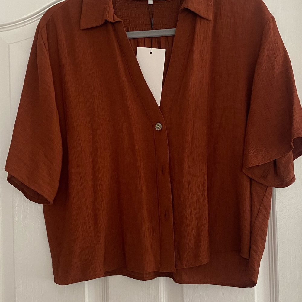 Rust Button-Up Women's Top